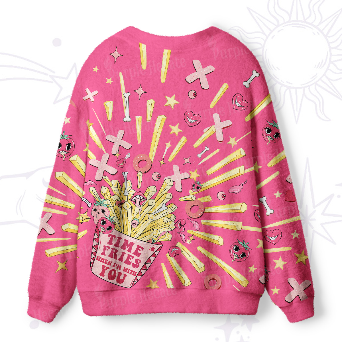 Purplehecate Time Fries When I'm With You Ugly Cardigan Sweaters