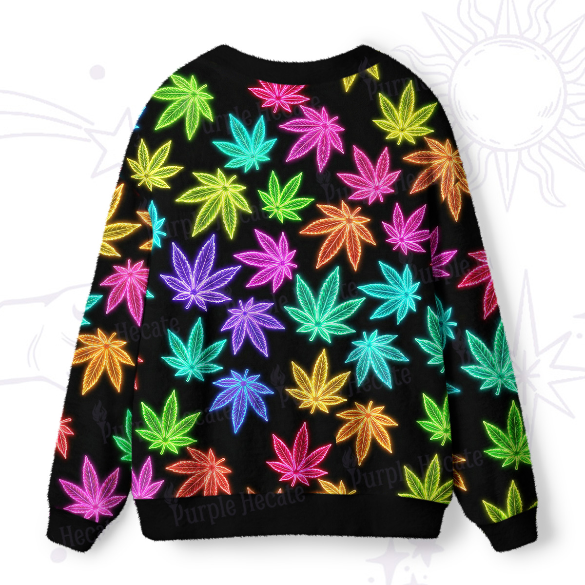 Purplehecate Trippy Weed Ugly Cardigan Sweaters