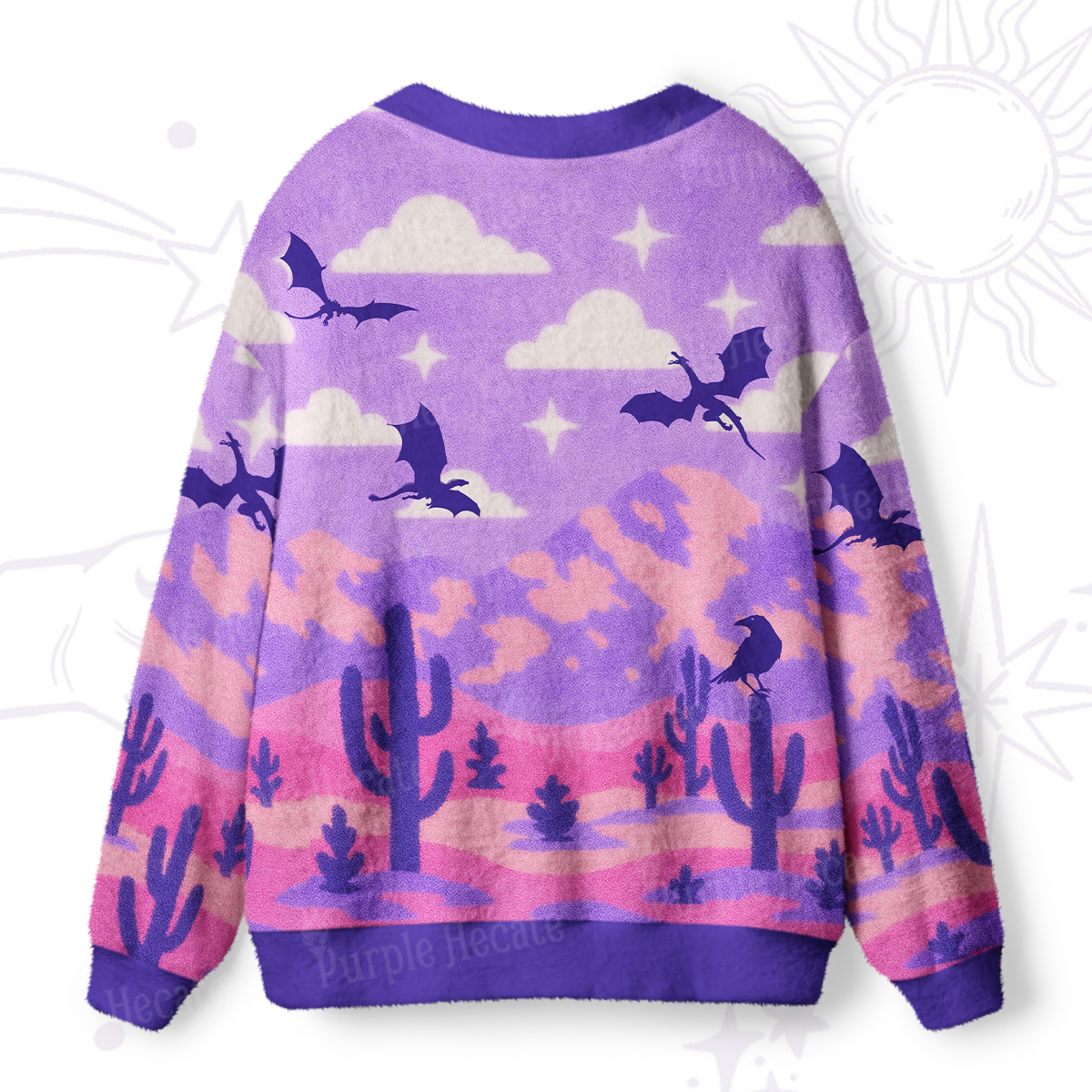 Purplehecate Mystic Desert Dragons Ugly Cardigan Sweaters