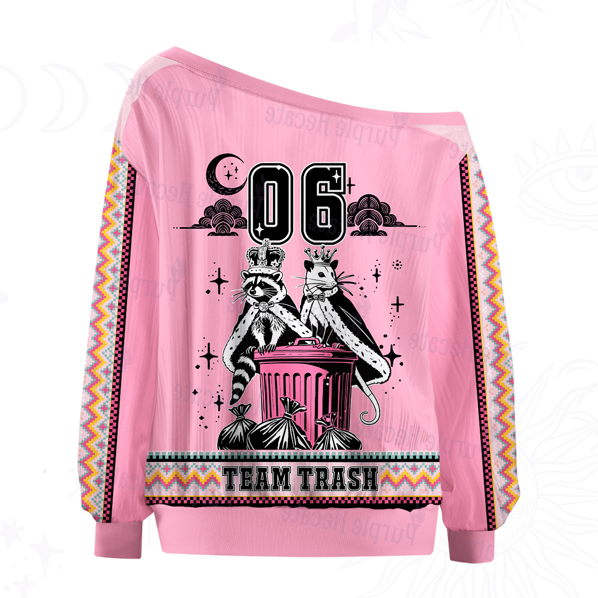 Purplehecate The Kingdom Of Trash Tarot Off The Shoulder Graphic Jersey