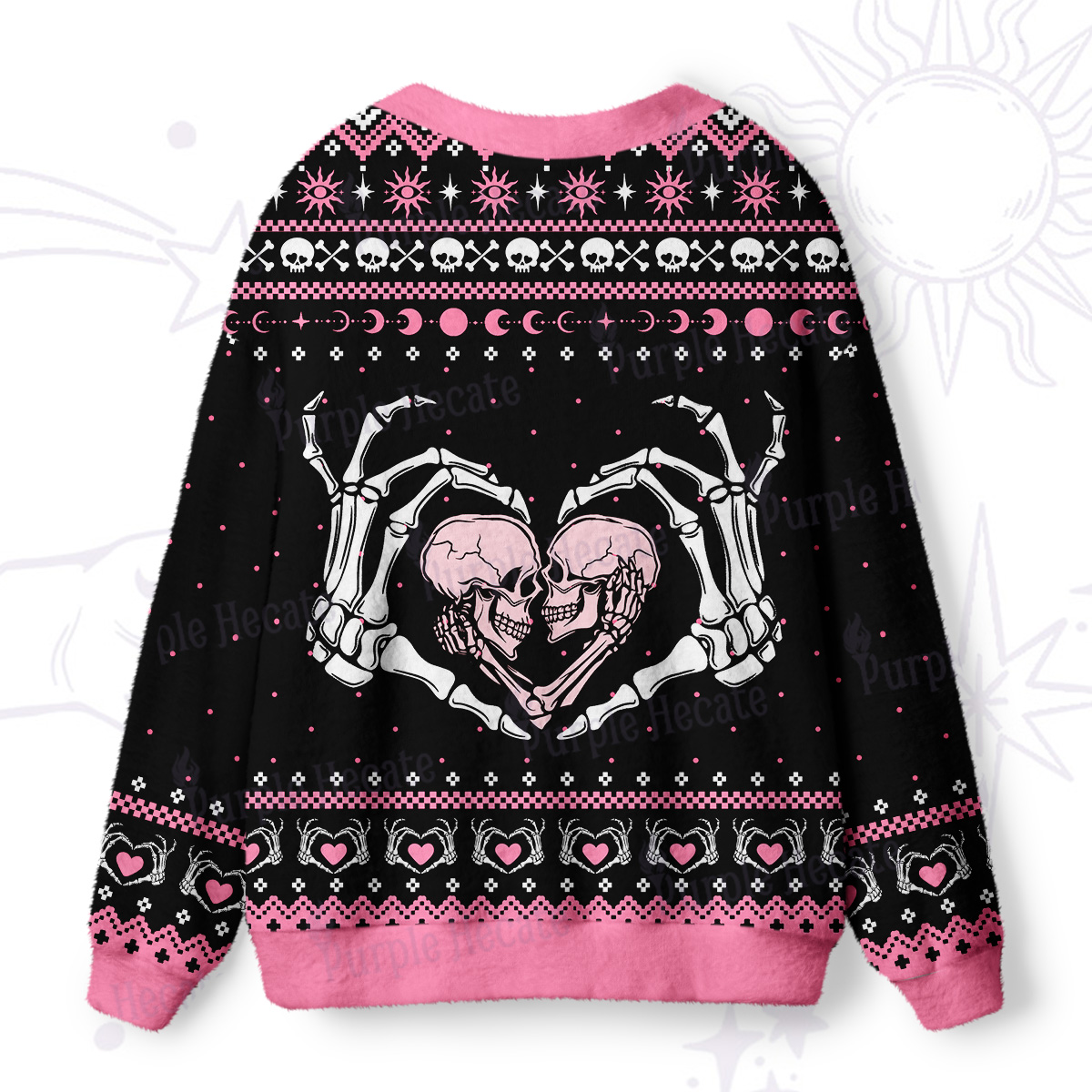 Purplehecate Sweet Gothic Skeleton Heart Ugly Cardigan Sweaters