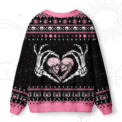 Purplehecate Sweet Gothic Skeleton Heart Ugly Cardigan Sweaters