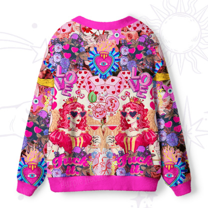 Purplehecate Queen of Hearts Angel Graphic Ugly Cardigan Sweaters
