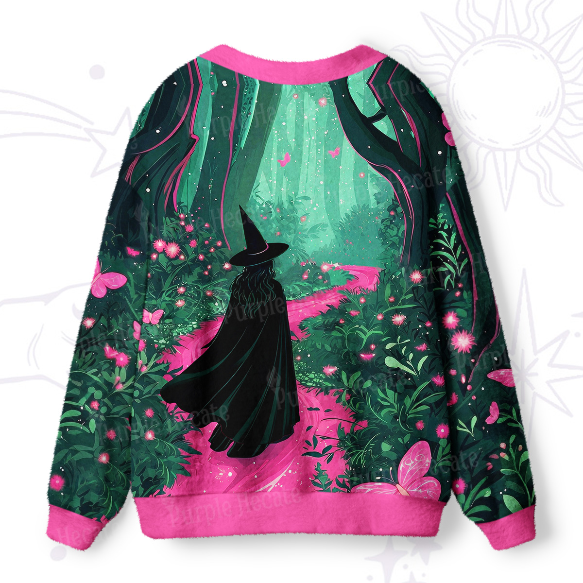 Purplehecate Witchy Forest Ugly Cardigan Sweaters