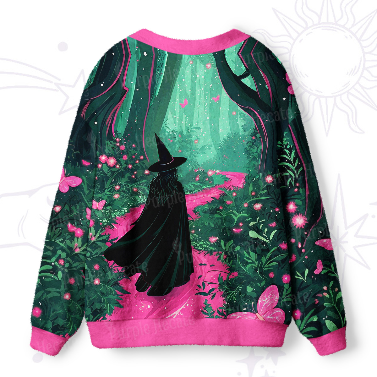 Purplehecate Witchy Forest Ugly Cardigan Sweaters