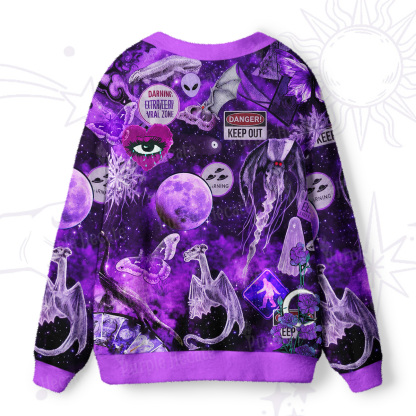 Purplehecate Cosmic Entity Purple Ugly Cardigan Sweaters