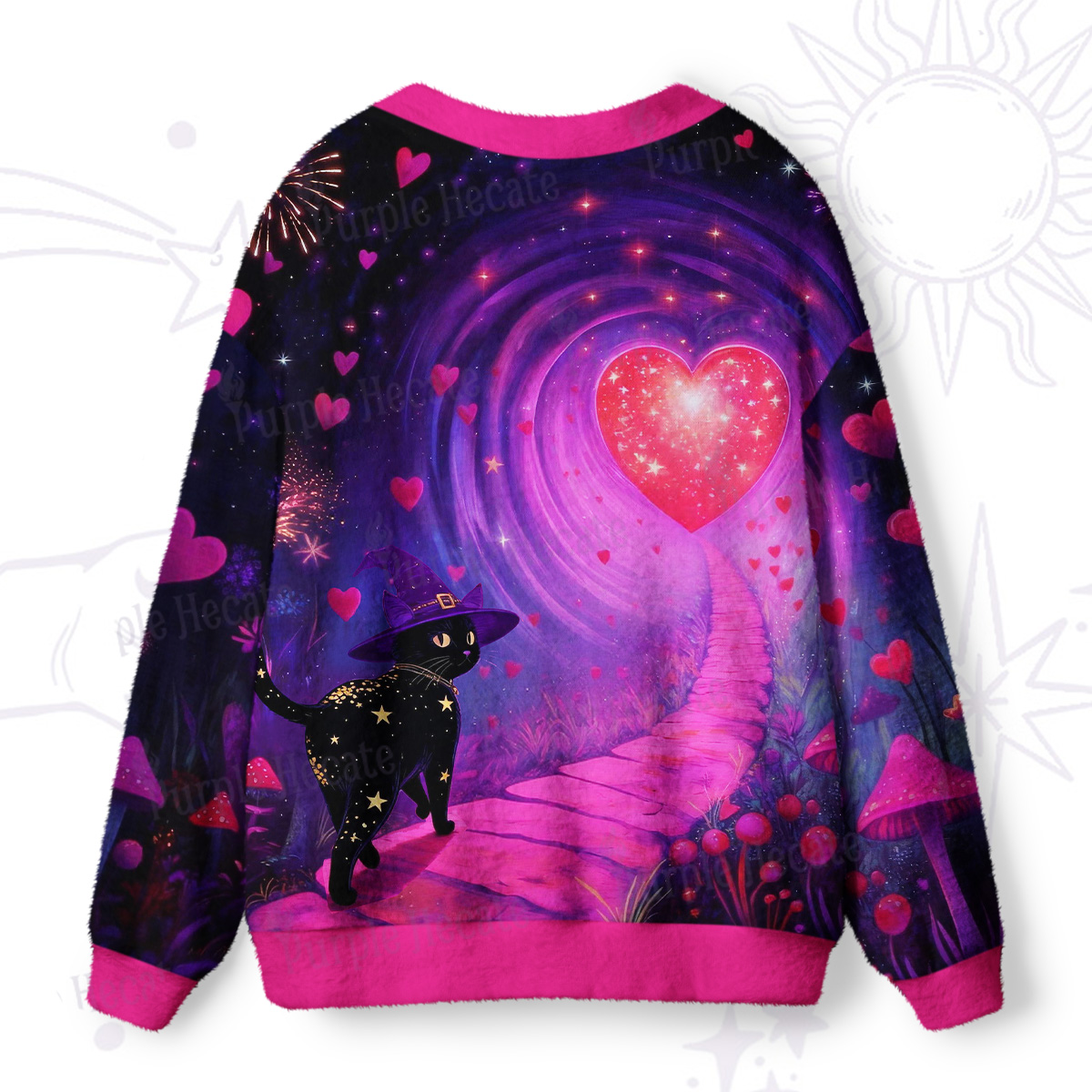 Purplehecate Starry Witch Cat and Love Ugly Cardigan Sweaters
