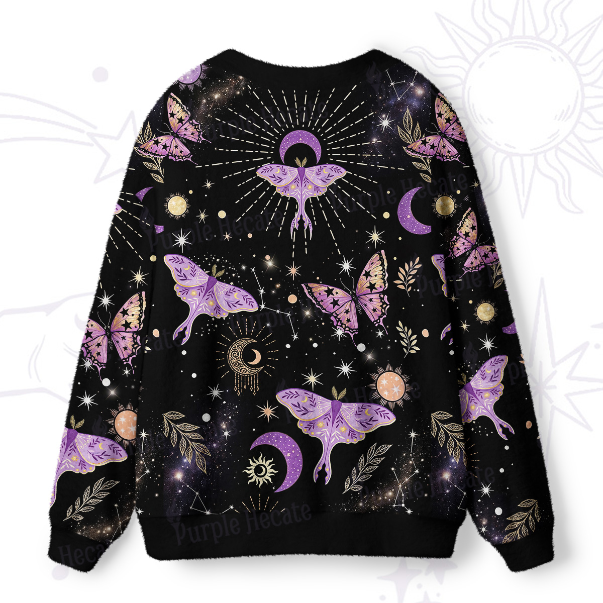 Purplehecate Starry Night Lunar Moth Ugly Cardigan Sweaters