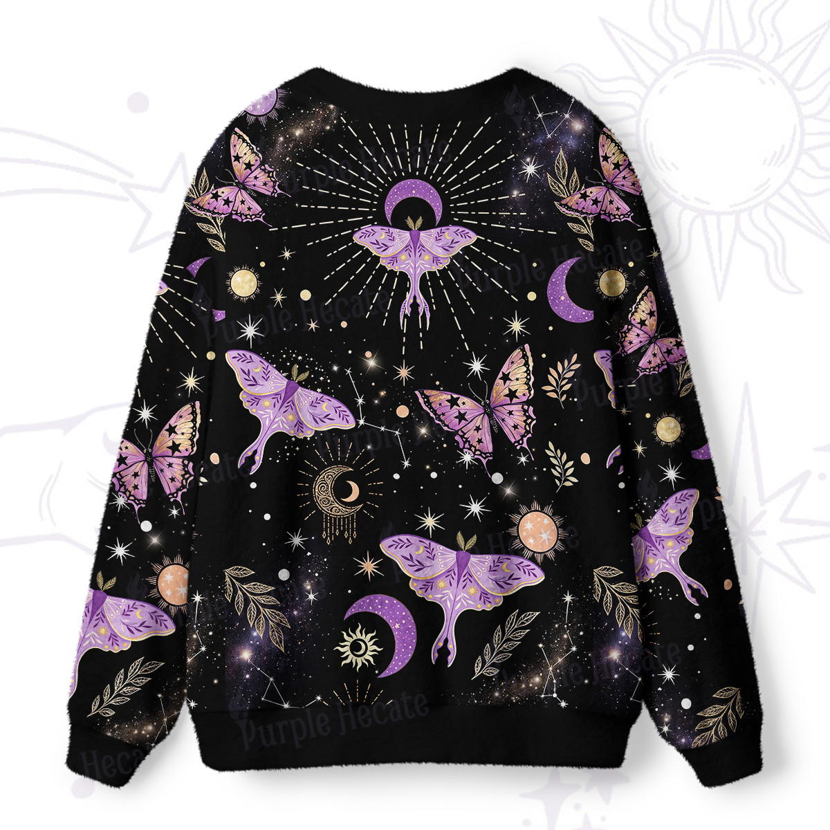 Purplehecate Starry Night Lunar Moth Ugly Cardigan Sweaters