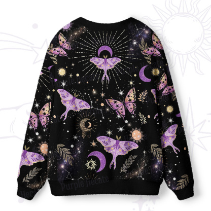 Purplehecate Starry Night Lunar Moth Ugly Cardigan Sweaters