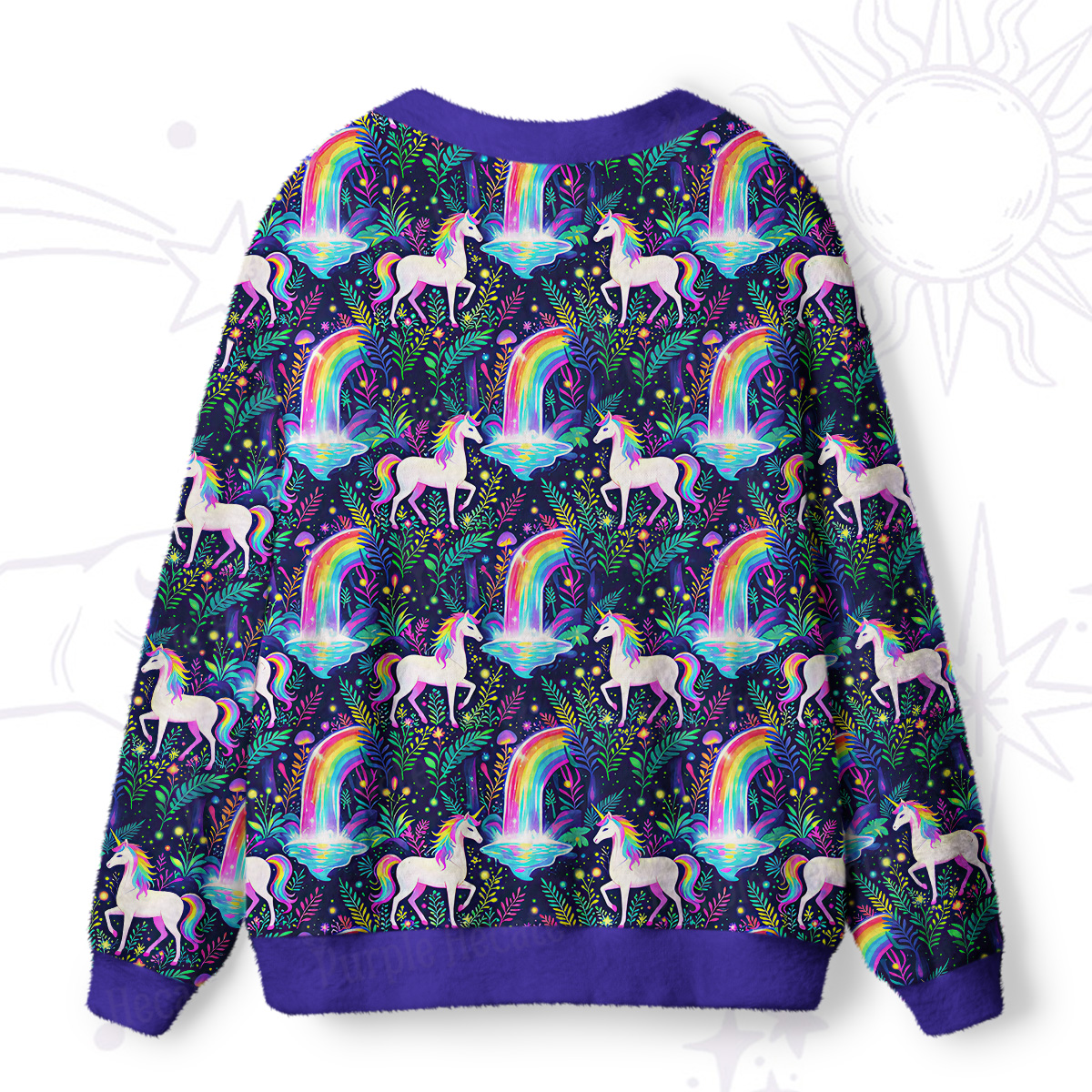 Purplehecate Rainbow Forest Unicorn Magic Ugly Cardigan Sweaters