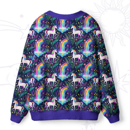 Purplehecate Rainbow Forest Unicorn Magic Ugly Cardigan Sweaters