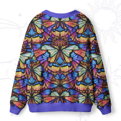 Purplehecate Colorful Butterfly Wing Pattern Ugly Cardigan Sweaters