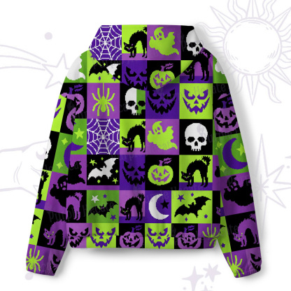 Purplehecate Spooky Patchwork Halloween All-Over Print Hoodie