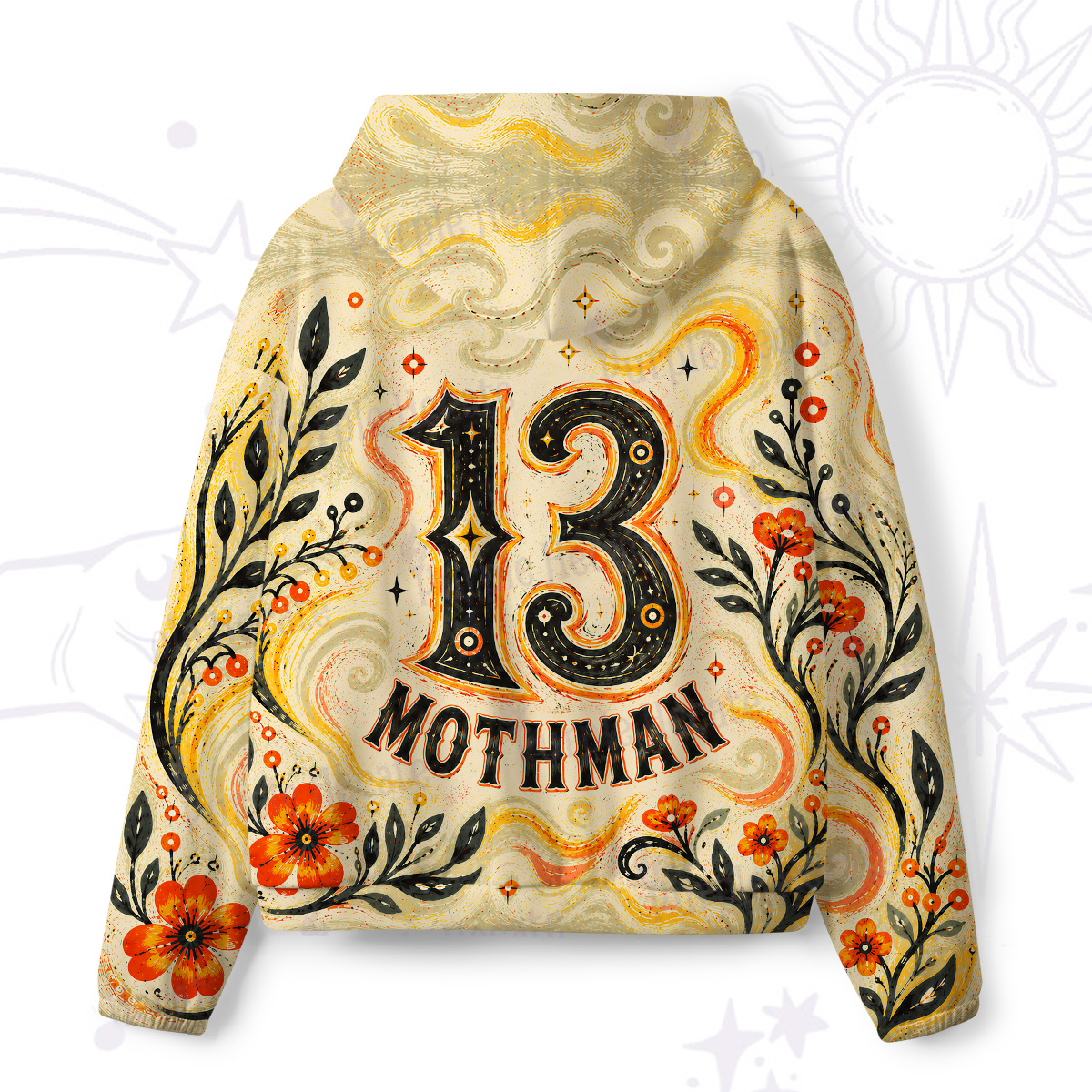 Purplehecate Autumn Moon Moth Guardian Graphic All-Over Print Hoodie