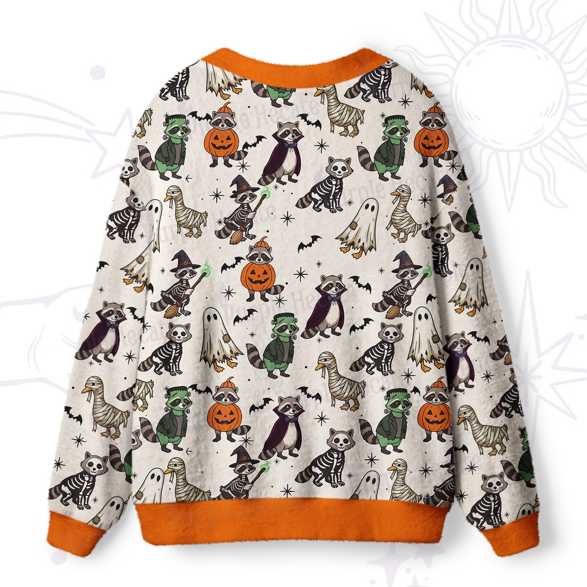 Purplehecate Halloween Little Monster Zoo Ugly Cardigan Sweaters