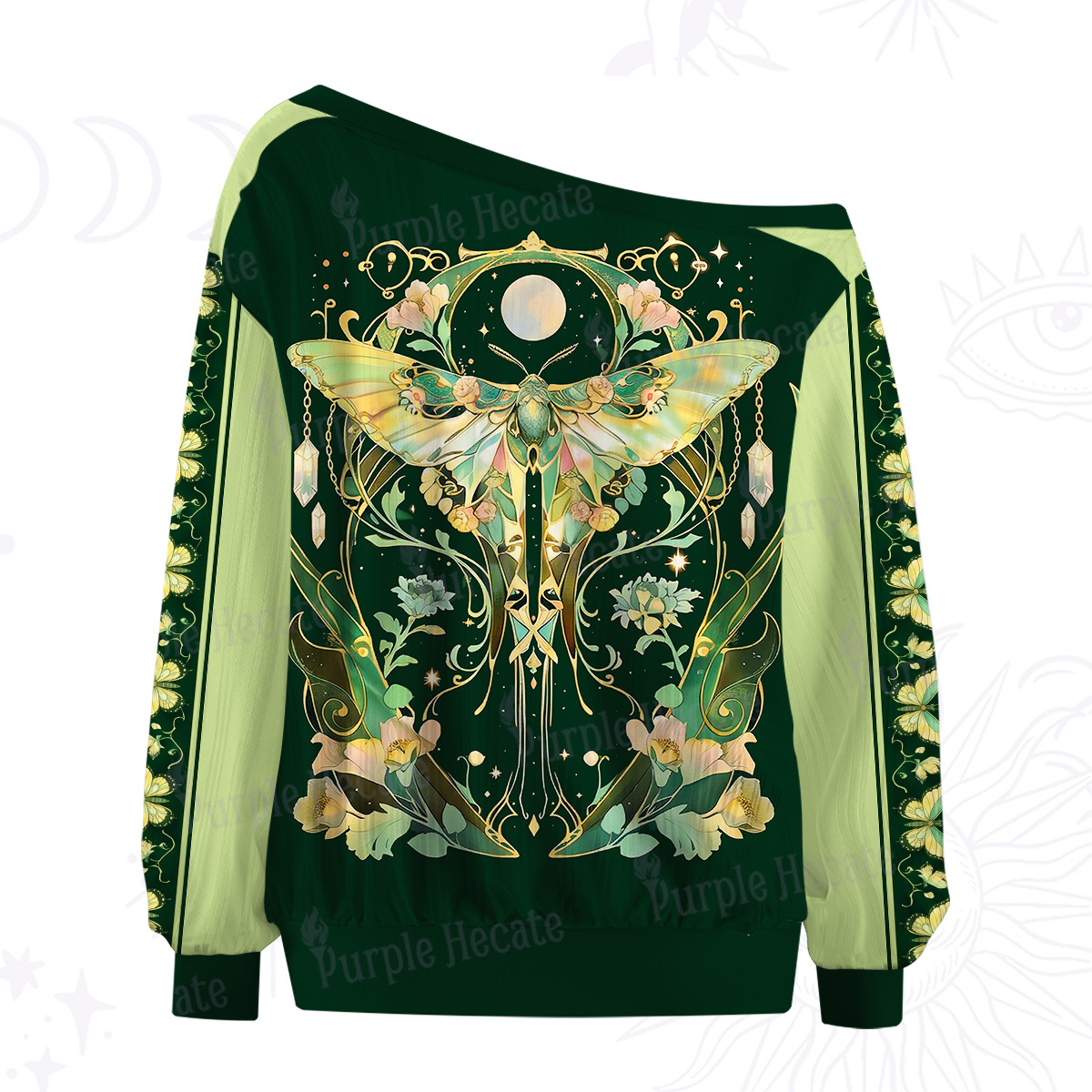 Purplehecate Moon Moth Rave Off The Shoulder Graphic Jersey