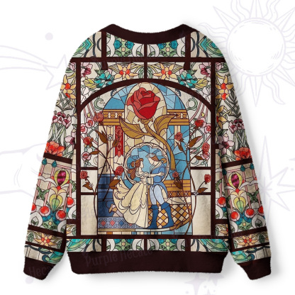 Purplehecate Stained Glass Rose Romance Ugly Cardigan Sweaters