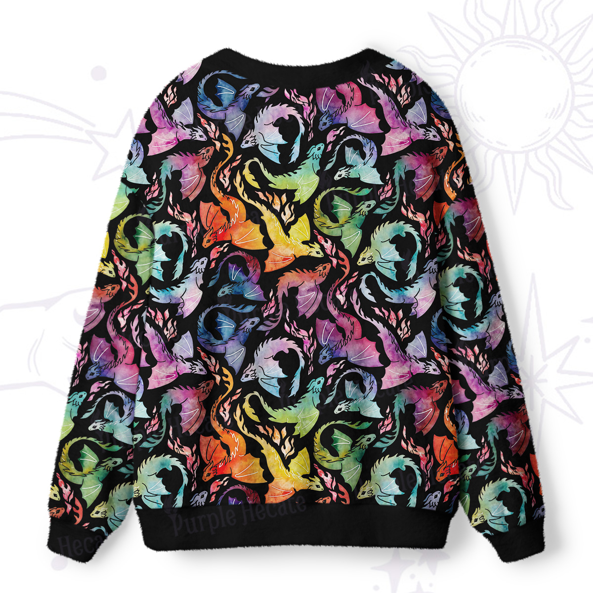 Purplehecate Rainbow Dragon Fire Ugly Cardigan Sweaters