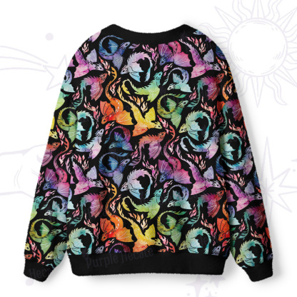 Purplehecate Rainbow Dragon Fire Ugly Cardigan Sweaters