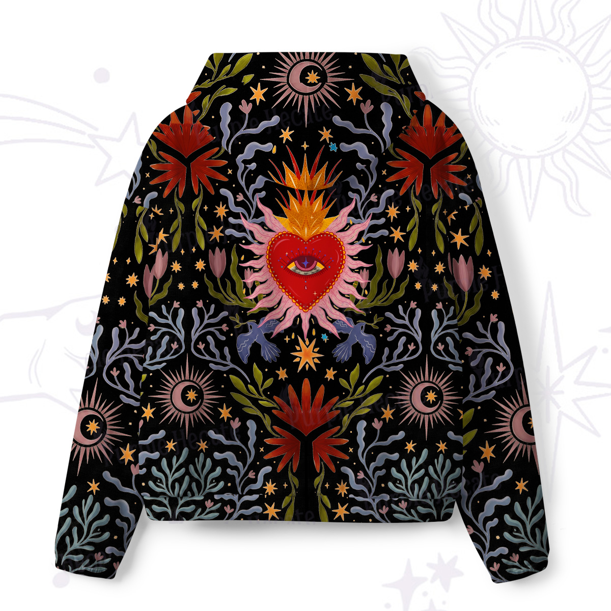 Purplehecate Sacred Flame Heart All-Over Print Hoodie