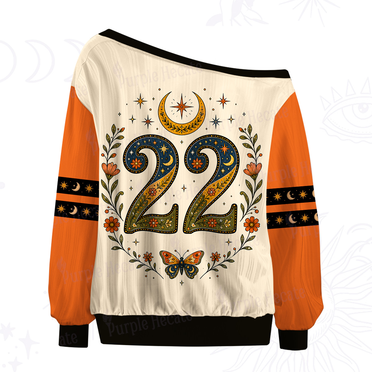 Purplehecate Beautiful Things Take Time Butterfly Off The Shoulder Graphic Jersey