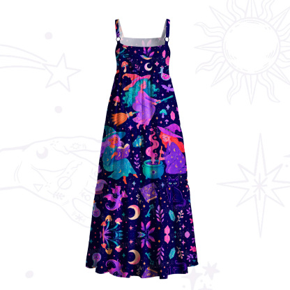 Purplehecate Witch's Daily Life Wide Straps Maxi Dress
