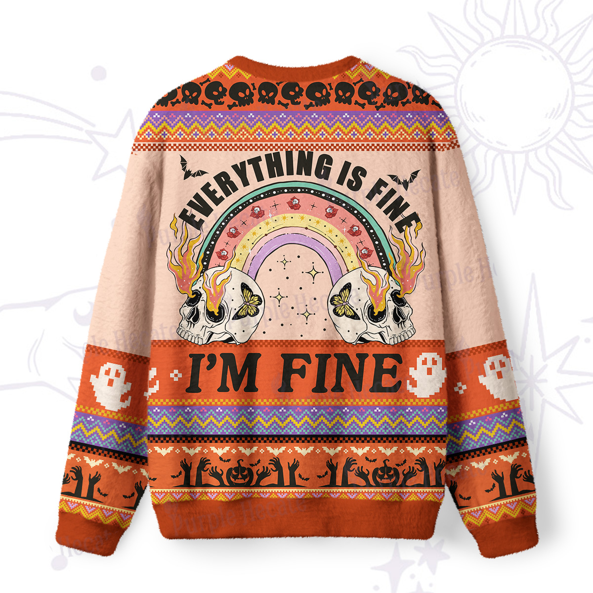 Purplehecate Everything Is Fine Ugly Halloween Sweatshirts