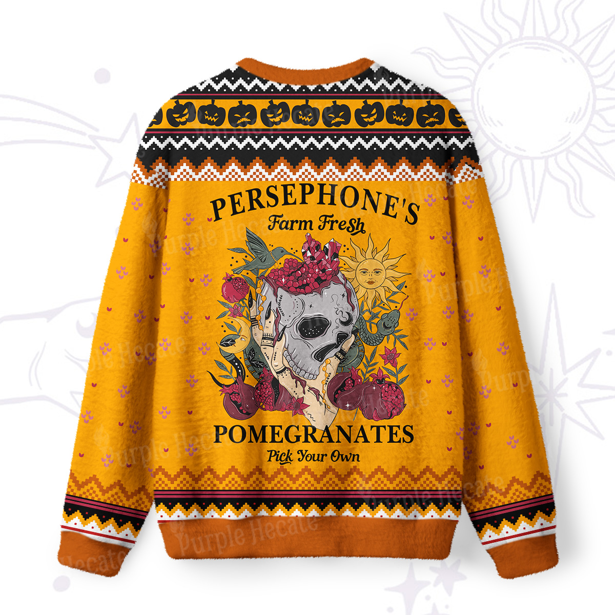 Purplehecate Persephone's Farm Fresh Pomegranates Pick Your Own Ugly Halloween Sweatshirts