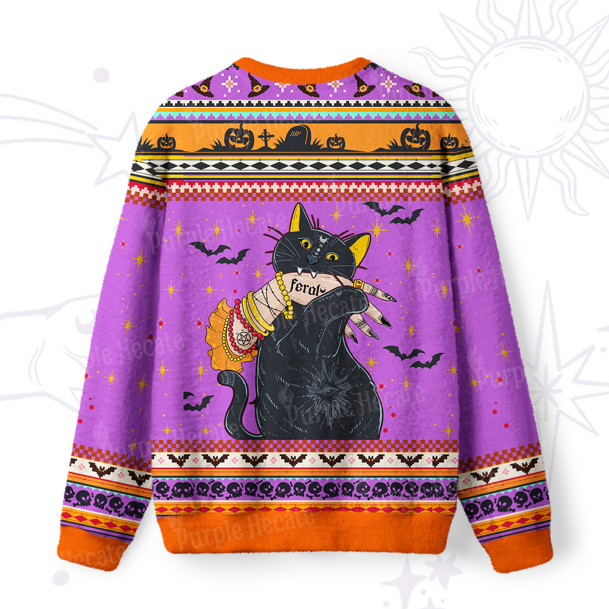 Purplehecate Feral Cat Ugly Halloween Sweatshirts