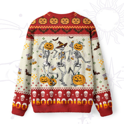 Purplehecate Pumpkin Head Skeleton Dance Halloween Ugly Halloween Sweatshirts
