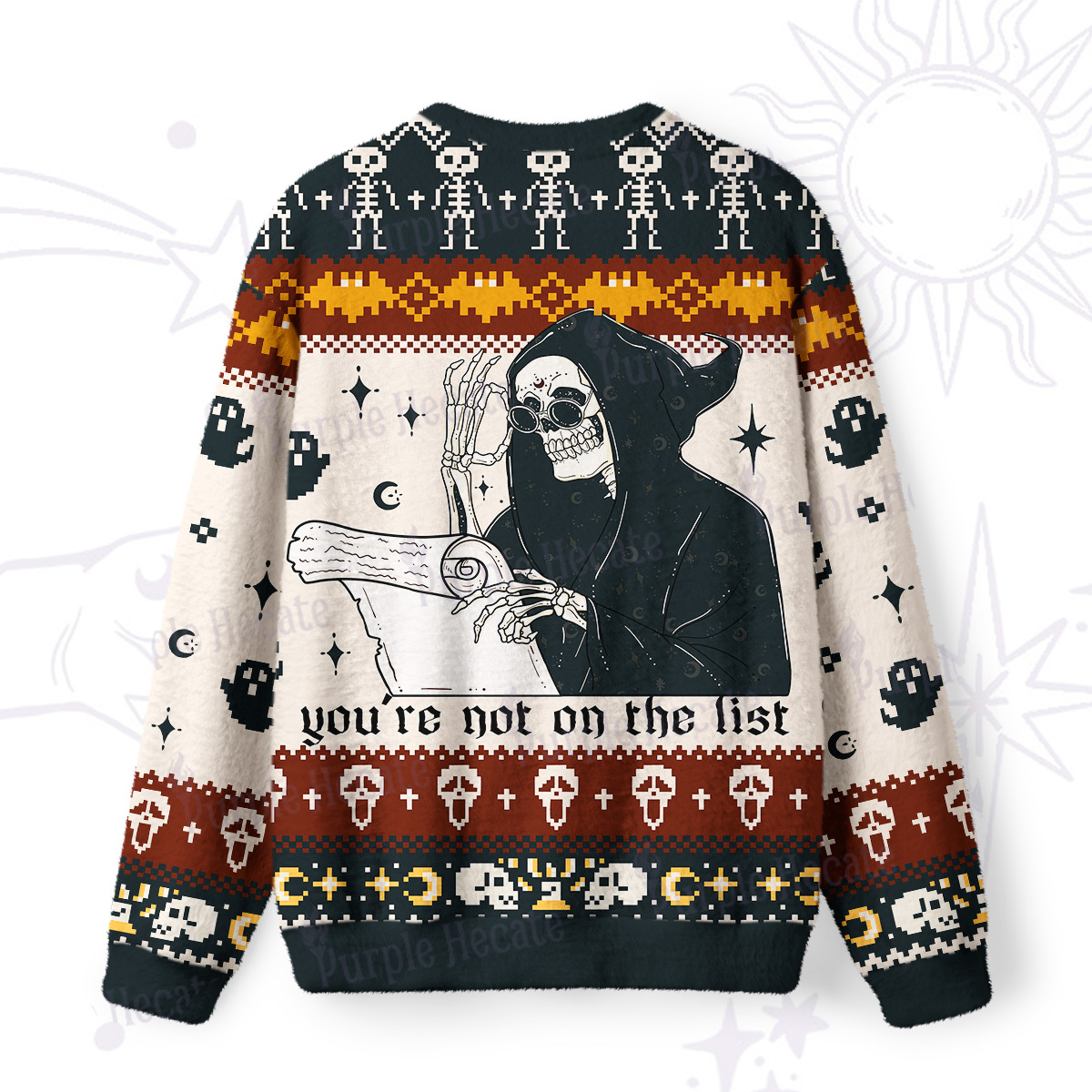 Purplehecate You're Not On The List Ugly Halloween Sweatshirts