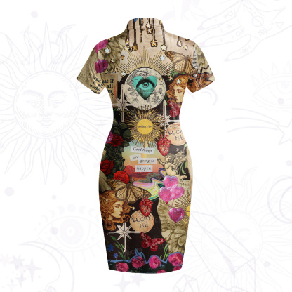 Purplehecate Lucky Me Sacred Heart Eye Velvet Bodycon Dress