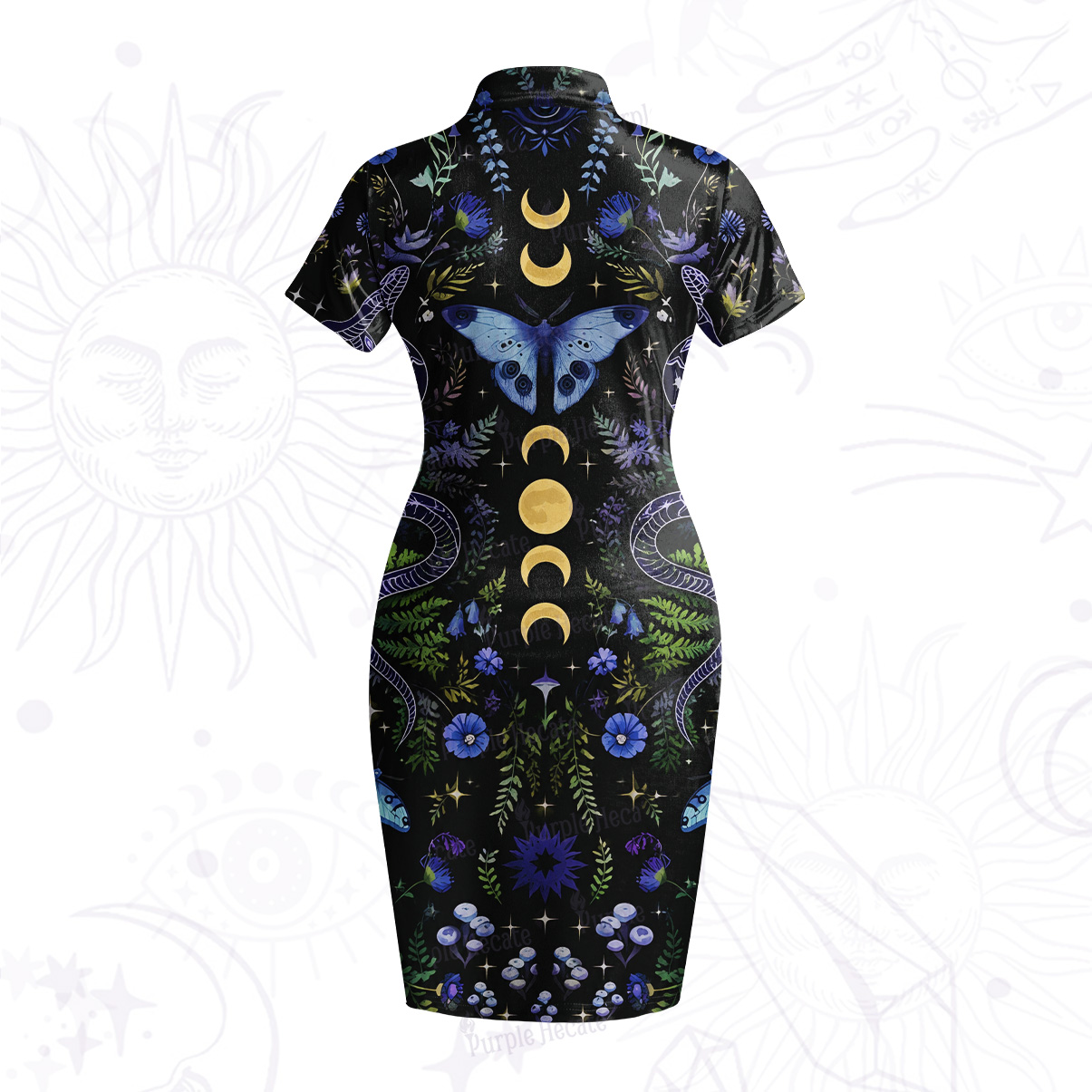 Purplehecate Moon Moth Witchery Velvet Bodycon Dress