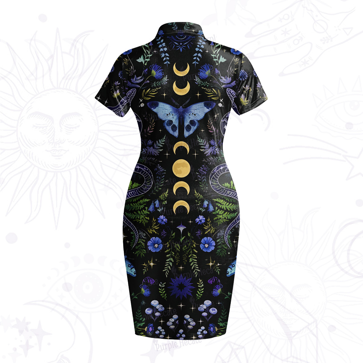 Purplehecate Moon Moth Witchery Velvet Bodycon Dress