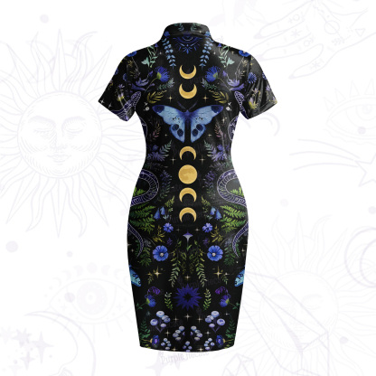 Purplehecate Moon Moth Witchery Velvet Bodycon Dress