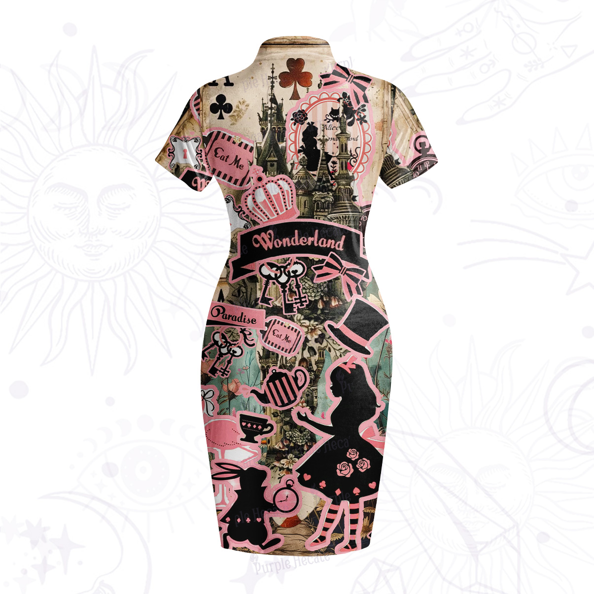 Purplehecate Wonderland Alice’s Tea Party Velvet Bodycon Dress