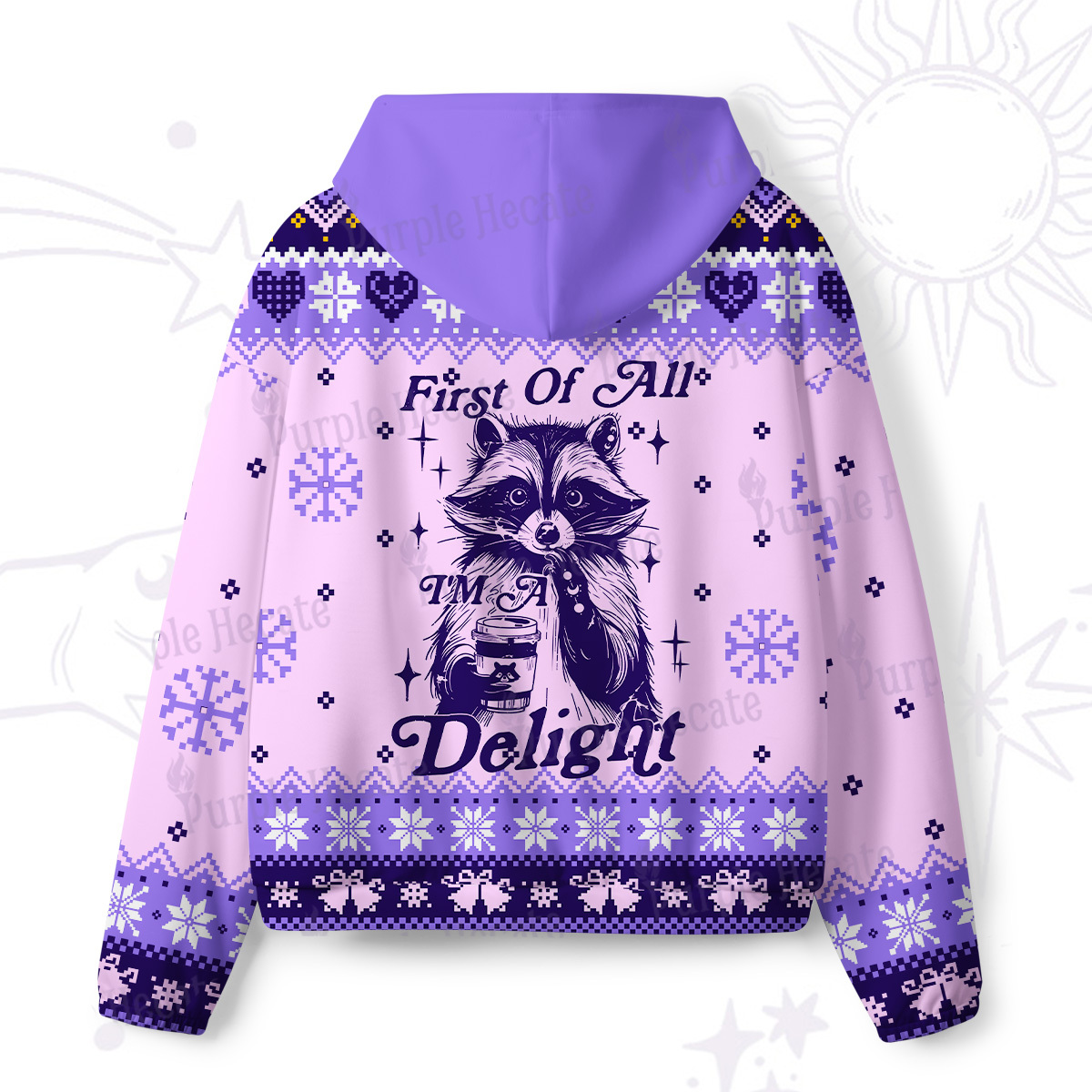 Purplehecate First Of All I'm A Delightful Funny Raccoon All-Over Print Hoodie