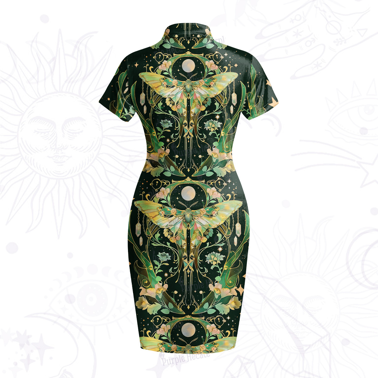 Purplehecate Moon Moth Rave Velvet Bodycon Dress