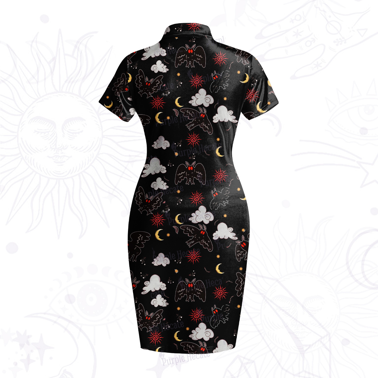Purplehecate Cryptid Mothman Velvet Bodycon Dress