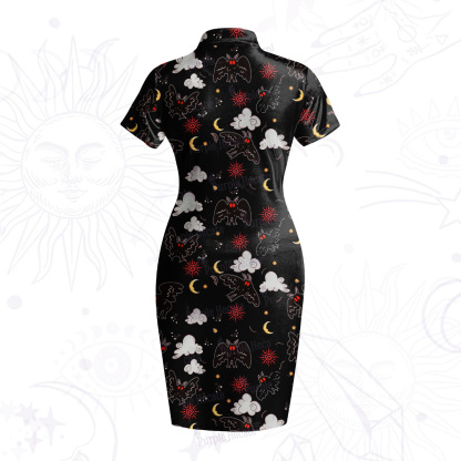 Purplehecate Cryptid Mothman Velvet Bodycon Dress