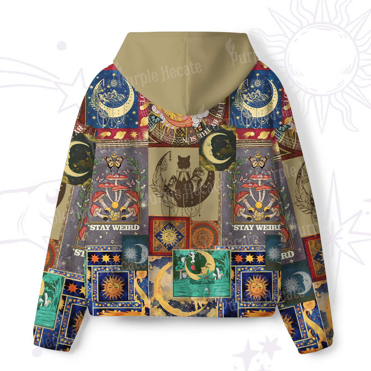 Purplehecate Starry Moon Patchwork for Cosmic Lovers All-Over Print Hoodie