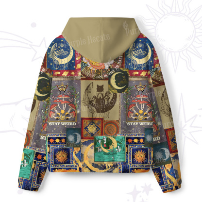 Purplehecate Starry Moon Patchwork for Cosmic Lovers All-Over Print Hoodie