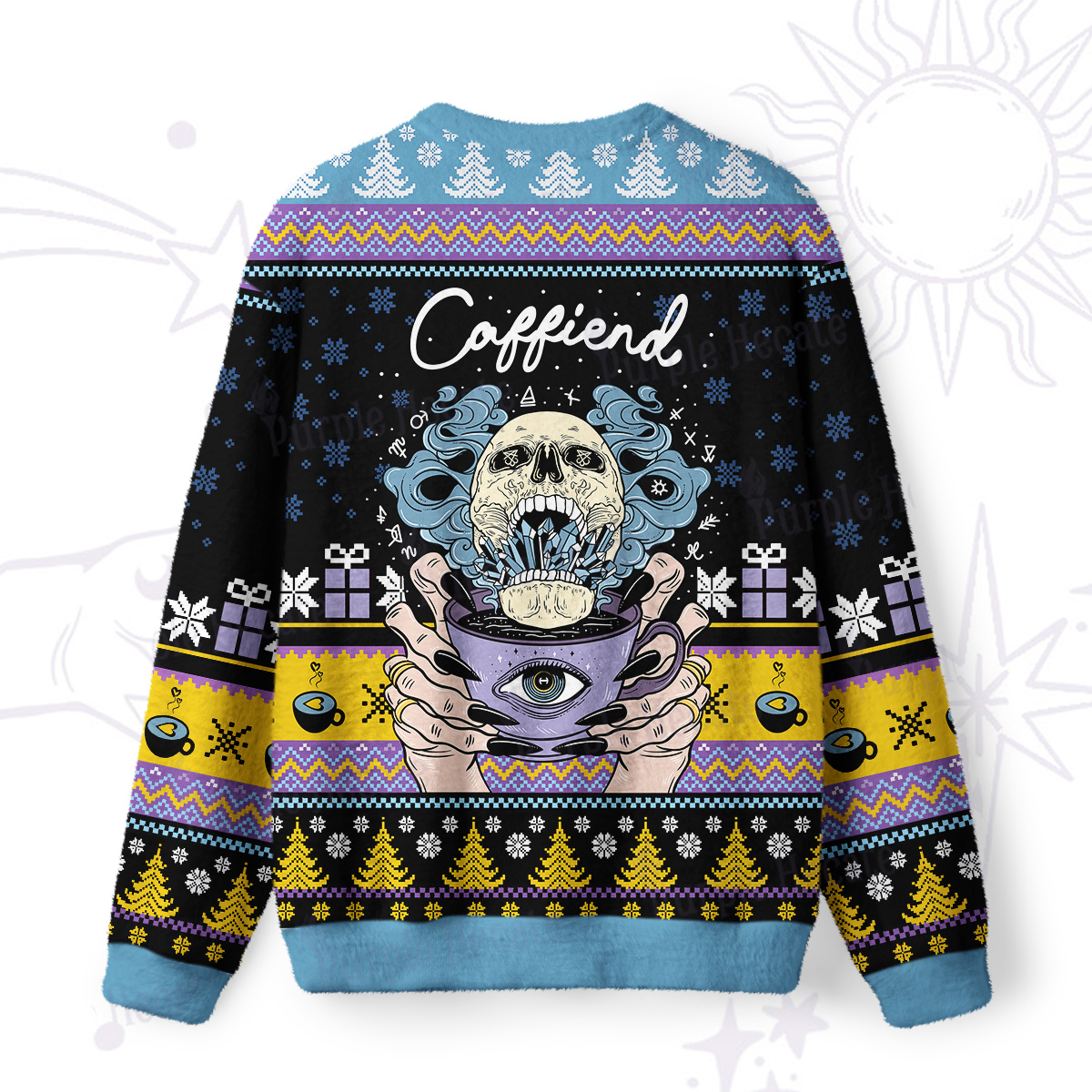 Purplehecate Caffiend Ugly Christmas Sweatshirts