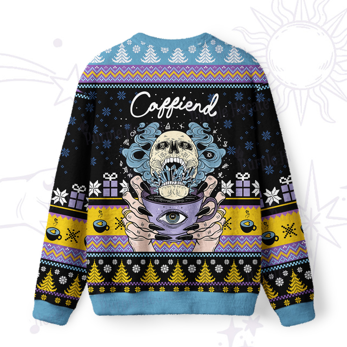 Purplehecate Caffiend Ugly Christmas Sweatshirts