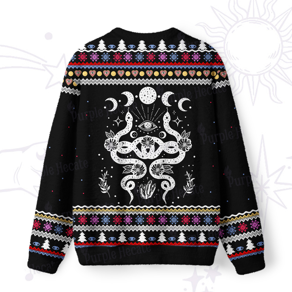 Purplehecate Lunar Serpent Alchemy Ugly Christmas Sweatshirts