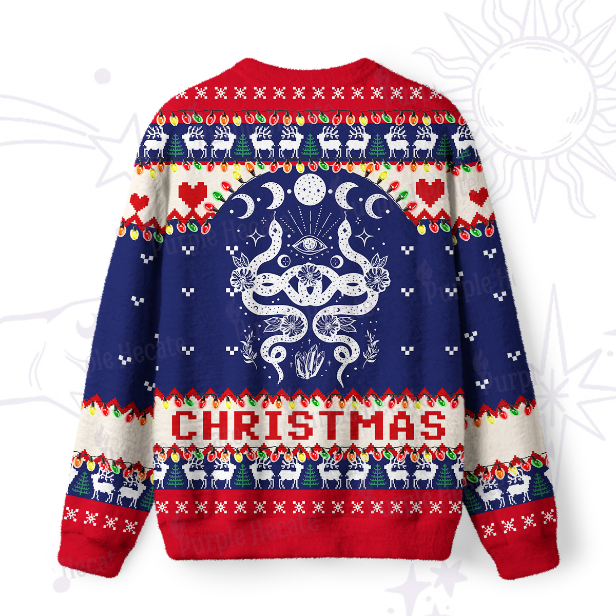 Purplehecate Lunar Serpent Alchemy Ugly Christmas Sweatshirts