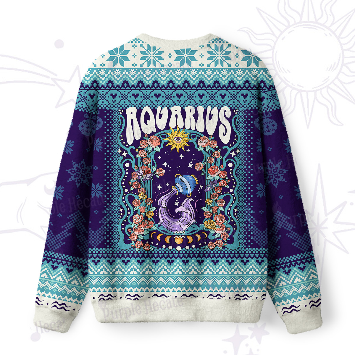 Purplehecate Aquarius Spirit Zodiac Ugly Christmas Sweatshirts