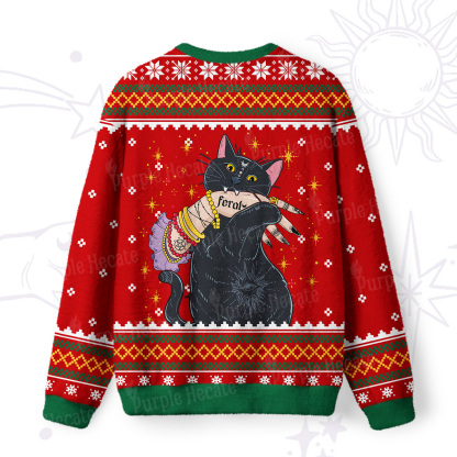 Purplehecate Feral Cat Ugly Christmas Sweatshirts