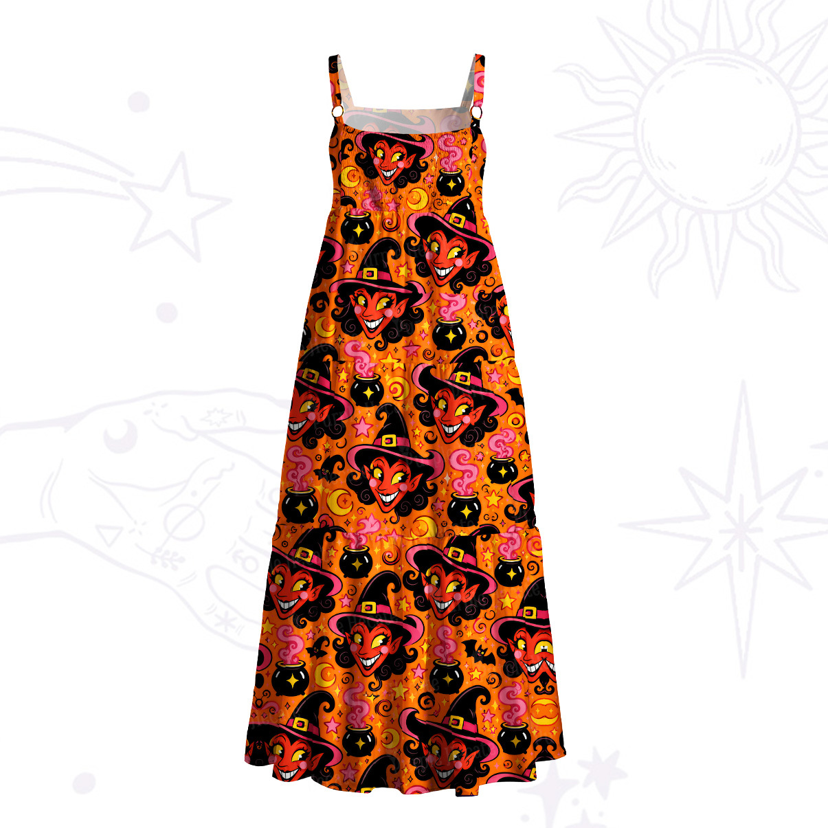 Purplehecate Witch’s Magic Cauldron Wide Straps Maxi Dress